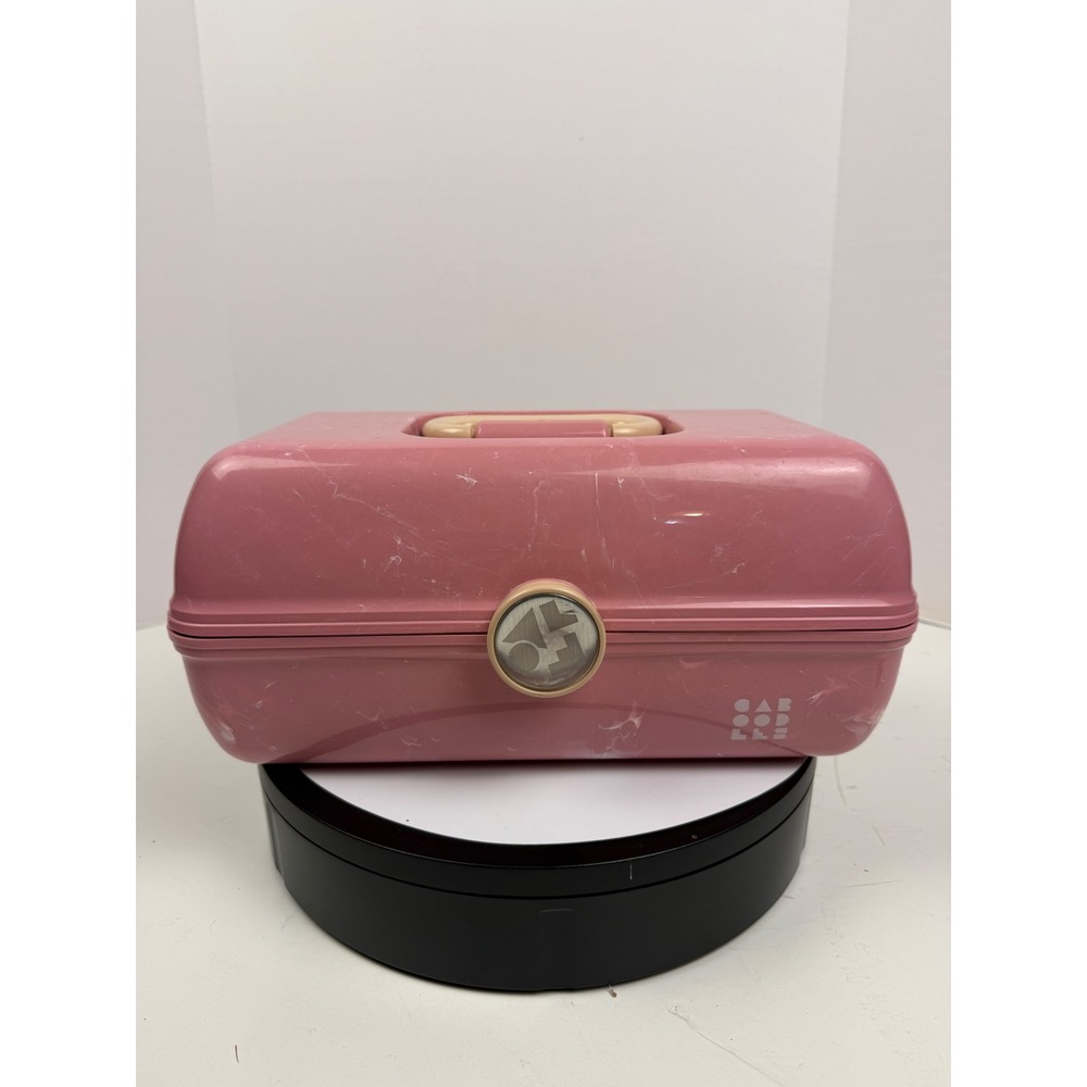 Caboodles On-The-Go Girl Makeup Organizer Case Pink Marble Mirror Vintage Style